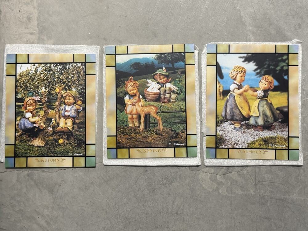 Vintage MJ Hummel, Stained Glass Style Suncatcher Panels.Spring / Summer/Autumn